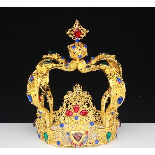 Gold Queen King Tiaras and Crowns Wedding Bridal Hair Jewelry Accessories ForWomen Headpiece Pageant Prom Diadem Hair Ornaments