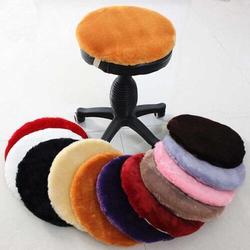 Thicken Faux Wool Non-Slip Dining Chair Student Round Stool Futon Office Sofa Seat Decorative Cushion for Home Car Chair Hotel