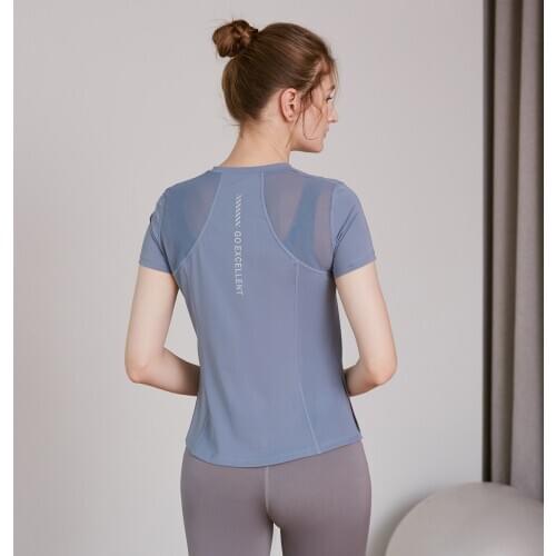 Vansydical Summer Fitness Athletic Tops Women Short Sleeved Loose Running Training T-shirt Mesh Yoga Workout Shirts Quick Dry