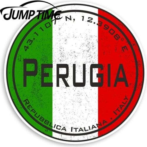 Jump Time Perugia Italy Vinyl Stickers - Italian Flag Sticker LuggageWaterproof Car Decal Trunk Car Accessories