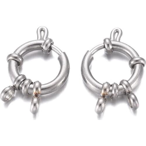 10Pcs Stainless Steel Spring Ring Clasps For Chain Necklace Bracelet Connectors Jewelry Making Findings Accessories 23x14x4mm