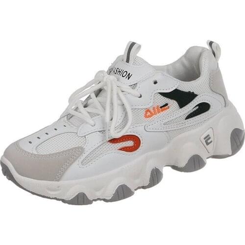 2021 Women Shoes Chunky Sneakers Flat Shoes Women Platform Breathable Comfort Running Casual Couple Sport Shoes White Plus Size