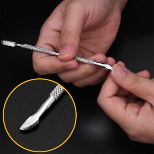 1Pcs Nail Art Tools Stainless Steel Cuticle Pusher Double Head Spoon Remover Tools for Manicure Nail Art Care Pusher