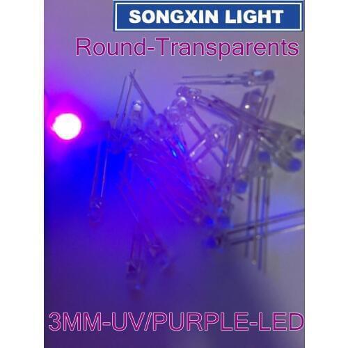 200PCS 3MM Purple / UV Super Bright F3 LED Diy 390-410NM F3MM Diode Lamp Beads