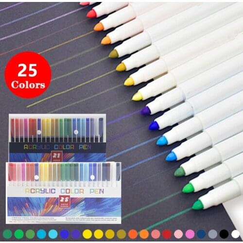 21/25 Colors Permanent Acrylic Paint Marker Pens For Ceramic Rock Glass Porcelain Mug Wood Fabric Canvas And Metal Art Painting
