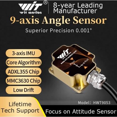 WitMotion HWT9053 AHRS 3-Axis Acceleration+Gyro+Euler Point+Mag filed, built in MMC3630 Mag filed chip and IP67 Waterproof