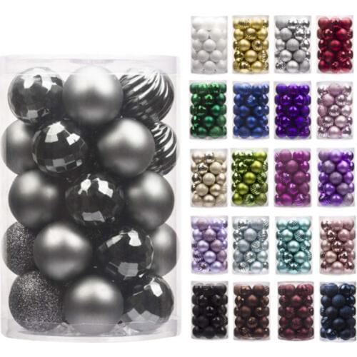 34Pcs/Set 4cm Party Wedding Decoration Glitter Ball New Year Xmas Birthday Decoration Ornament Ball Pendant Event Supply