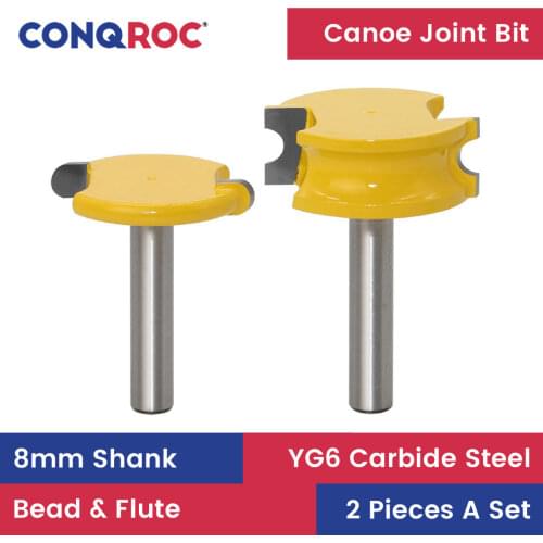 2 Pieces 1/2" SH 1/4" Dia. Canoe Flute and Bead Router Bit 8mm Shank Woodworking Milling Cutter