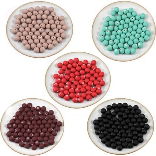 50-100pcs/lot 6/8/10mm Hole 1.8mm Acrylic Matte Round Spacer Loose Beads Handmade Necklace Bracelet DIY Jewelry Making Supplier
