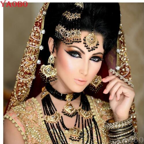 Muslim women Bride 5D Diy Diamond Painting Cross Stitch kits Full Rhinestones Mosaic Inlay Diamond Embroidery sale Indian beauty