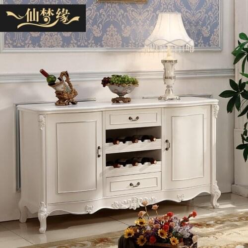 Xianmengyuan European style food side storage white light wine cabinet, oak solid wood, gold and silver