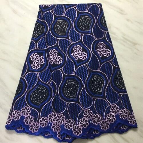 Black+Blue African Lace Fabric Swiss Lace Fabric Swiss Voile Lace in Switzerland 5Yards African Cotton Fabric For Dress HMP5040