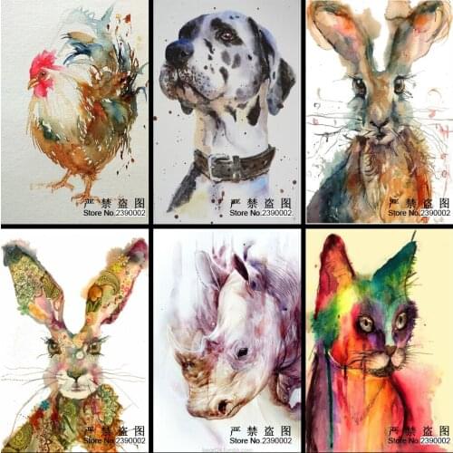 DIY Diamond Painting Square Diamonds Mosaic Embroidery Rhino Chicken Dog Cat Rabbits 5D Icon Needlework Decor Pattern Paintings