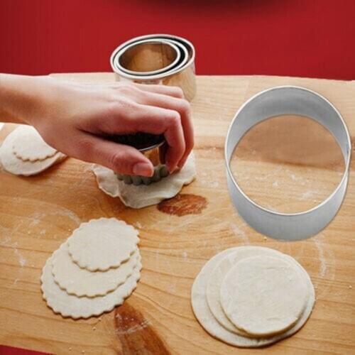 Fondant Pastry Stainless Steel Cutter Biscuit Baking Cake Cookie Round Mold 5Pc