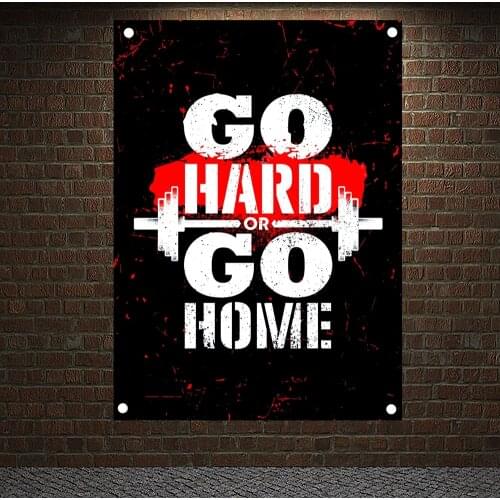 GO HARD OR GO HOME Motivational Workout Posters Exercise Bodybuilding Banners Flags Wall Art Canvas Painting Tapestry Gym Decor
