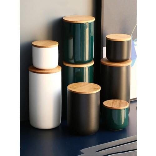 Ceramic Storage Jar with Lid Household Candy/Coffee Bean Sealed Storage Jar Kitchen Condiment Dispenser Storage Jar/3 Piece Set