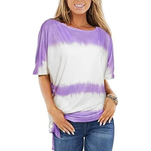 Summer Casual Women T Shirt Loose Gradient Tie Dye Short Sleeve O Neck Streetwear Oversized Tops Ladies Plus Size Tee Shirts