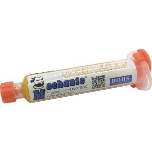 MECHANIC 10ML Yellow UV SOLDER MASK PCB BGA PAINT PREVENT CORROSIVE ARCING Soldering Paste Flux Cream Welding Fluxes Oil