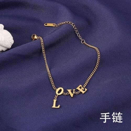 Fashion Jewelry titanium steel Bracelets, Titanium steel rose gold love letter bracelet, No allergies, no fading