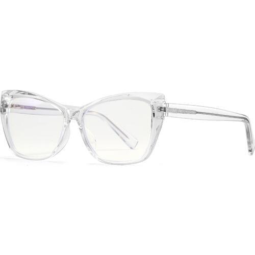 JULI Quality TR90 Womens Glasses Frame Cat Eye Transparent Computer Blue Light Glasses With Spring Female Grade No Diopter 6012