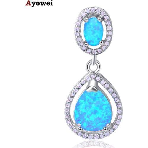 Huge water drop Wholesale & Retail Party Blue Fire Opal stamp Silver Necklace Pendants Fashion jewelry OP472A