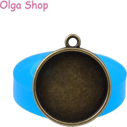 OYL102 23.6mm Round Frame Pendant Silicone Mold - Decorative Frame Mold Cake Decorating, Fondant, Resin Polymer Clay, Candy Mold