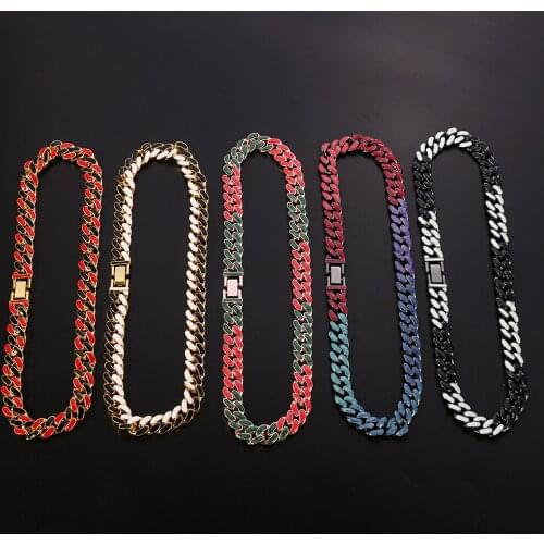 New Arrive Enamel Colours Cuban Necklace Fashion Choker For Man Hip-hop Rock Charm Jewelry Popular Accessories Gifts For Friends