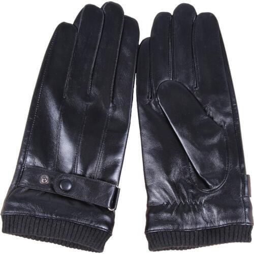 Sheepskin Gloves Mens Winter Warm Outdoor Driving Locomotive Driving Anti-Slip Plus Velvet Thick Mens Touch Screen Leather