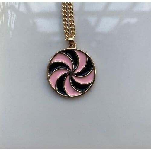 Windmill lollipop enamel necklaces for teen girls pink blue round disc pendant necklace cute kawaii y2k jewelry fairy core