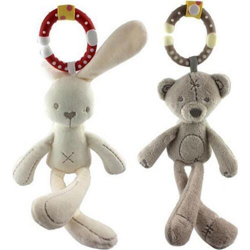 Infant Baby Rattle Cute Rabbit Stroller Wind Chimes Hanging Bell Musical Baby Toy Doll Soft Bear Bed Appease Rattles Toys K0239
