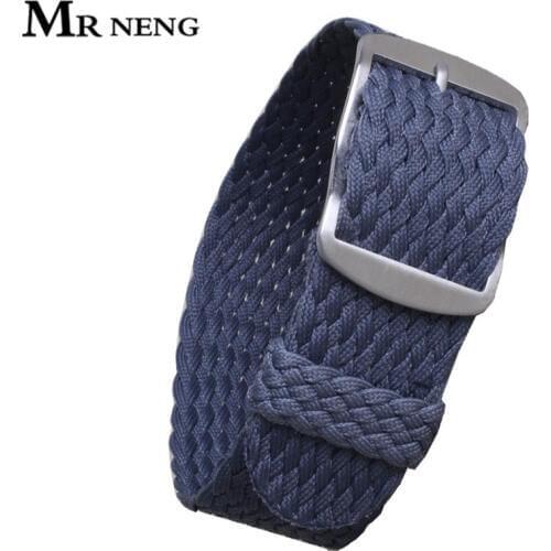 MR NENG 1PCS / Wholesale Fashion 20mm 22mm NATO nylon GREY WATCHBAND Navy waterproof nylon For perlon watch strap 14 16 18mm