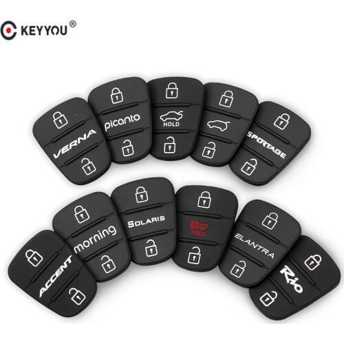 KEYYOU 30X Rubber Button Pad For Hyundai l10 l20 l30 Solaris RIO Sportage Elantra Kia Verna Picanto k2 K5 Remote Key Case
