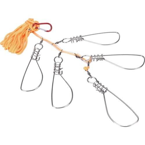 2019 New 5M Fishing Lock Buckle Stainless Steel Live Fish Lock Belt Fishing Stringer Fishing Accessories