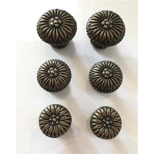 Jewelry Box Hardware Box Furnoiture Handle Flower Carved Fungiform Matched Bronze Tone,10pcs