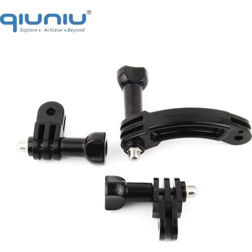 QIUNIU Helmet Curved Extension Arm + Rotary Connection Screw Chains Mount for GoPro Hero 3 3+ 5 6 for SJCAM for Xiaomi Yi Camera