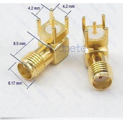 SMA female jack right angle Panel Mount PCB Solder Square RF Connector Adapter