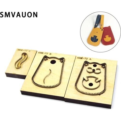 SMVAUON Japanese Steel Cutting Die Lucky Cat Key Ring DIY Key Case Fun Pendant Leather Cutter Mold Knife Mould Hand Punch Tool