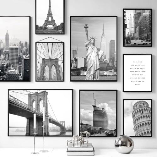 Statue of Liberty Bridge Paris Tower Wall Art Canvas Painting Vintage Nordic Posters And Prints Wall Pictures For Living Room