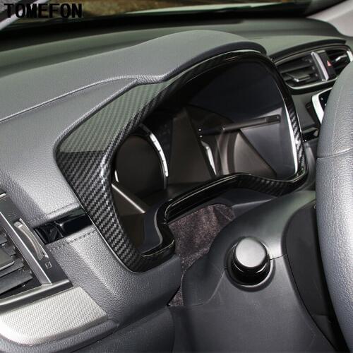 TOMEFON For Honda CRV CR-V 2017 2018 ABS Carbon Fiber Look Interior Dashboard Panel Cover Frame Car Styling 1piece