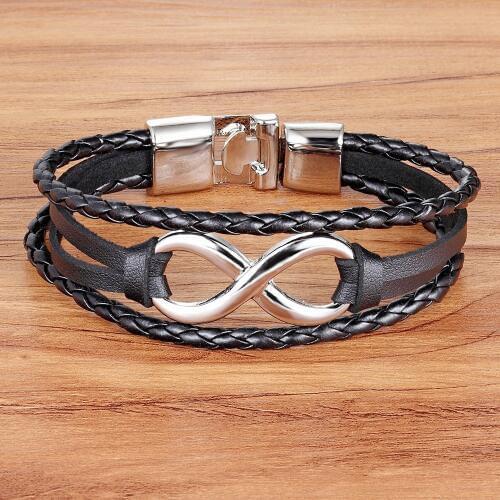 TYO 6 Colors For Choices Braided Handmade Bracelet Anti-Allergy Stainless Steel Multi-Layers Combination PU Leather Bracelet