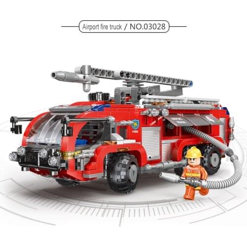 High Quality Plastic Fire Truck Puzzle Assembling City Building Blocks Children Miniature Educational Toy Birthday Gift Hot