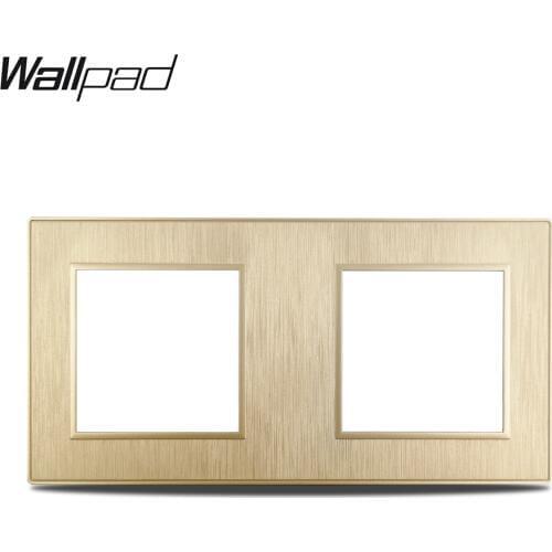 Wallpad S6 DIY Double Gold Panel Brushed PC Plastic For Wall Switch Socket Imitating Aluminum Plate Free Combination, 172*86mm