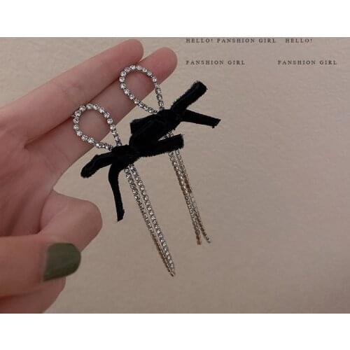 Zeojrlly Trendy Bowknot Women Dangle Earrings Bow Long Earrings Korea Sweet Fashion Earrings Simple Jewelry