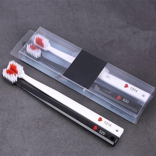 2pcs/pack Tooth Brush Anti Bacteria Professional Heart Pattern Adults Toothbrush Take Good Care of Your Tooth Oral