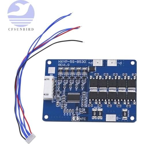 18V 21V BMS 5S 30A 45A Balance Lipo battery protection board with 65°C temperature protection