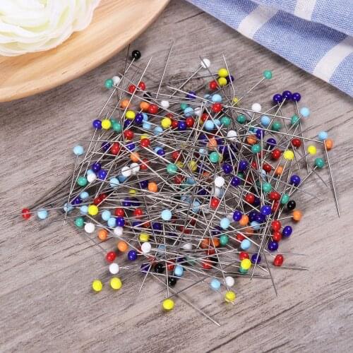 250pcs Glass Head Pins Multicolor Sewing Pin For DIY Sewing Crafts (4mm Head + 34mm Pin)
