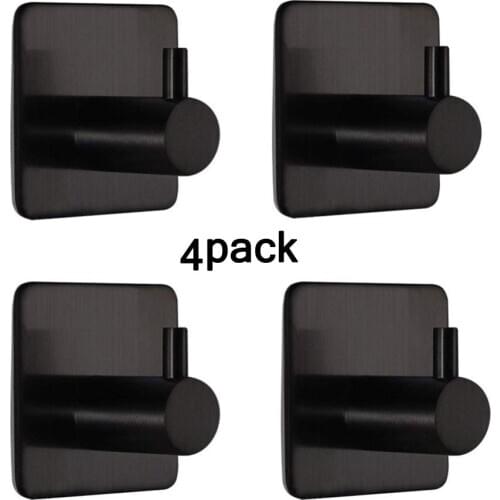 3M Adhesive Hooks Towel Hooks with Stainless Steel for Bath Kitchen Garage Heavy Duty Wall Mount Coat Hanging Rack- (4 Pack)