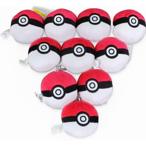 8CM 10Pcs/Lot Anime Pokeball Master Balls Plush Keychain Small Pendants Cute Stuffed Toys Dolls Gifts