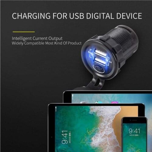 12V 24V Dual USB 5V 2.1A Car Charger Adapter With ON OFF Switch Power Cable For Car Boat Marine Motorbike Camper Vehicles