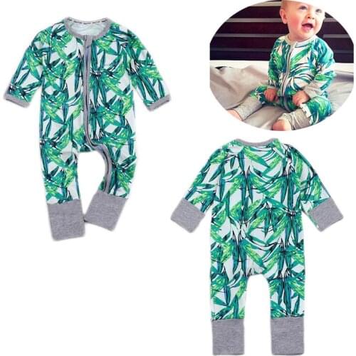 Bamboo leaves cotton baby conjoined clothing baby crawling clothes foreign trade jeans newborn children 's clothing BABY ROMPERS